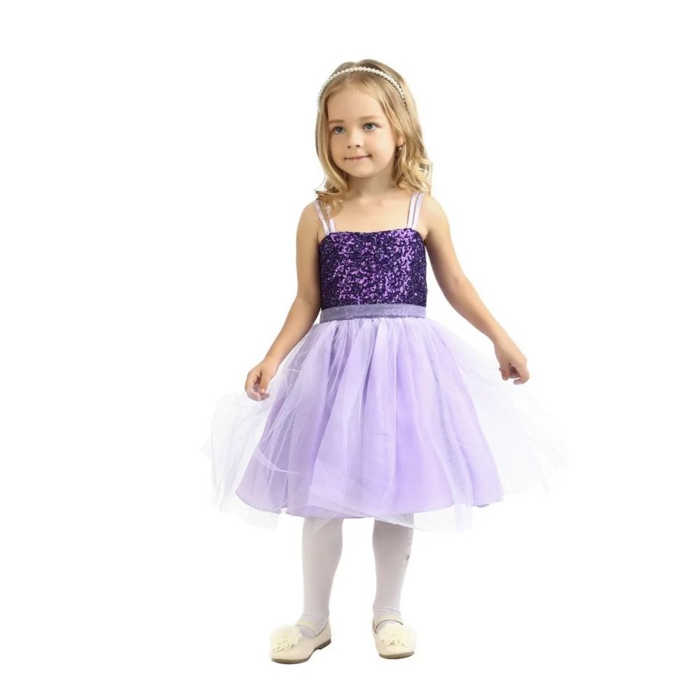 NEW purple lavender tulle sequin flower girl dress Easter party wedding size 4 6